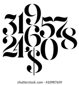 Vector custom design elegant numbers and US dollar symbol