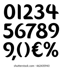 Vector custom design numbers and symbols on white background