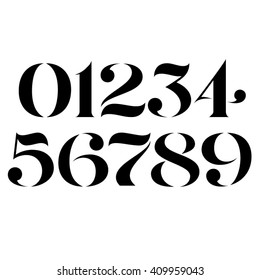 Vector custom designed elegant stencil numbers
