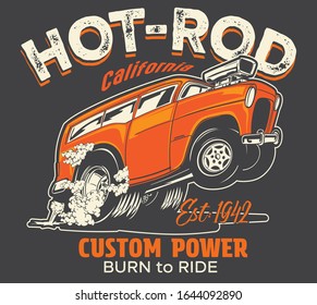 vector custom hot rod and classic race car illustration