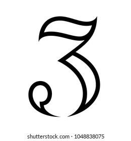 Vector custom unique elegant and stylish illustration of number three