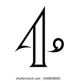 Vector custom unique elegant and stylish illustration of number four
