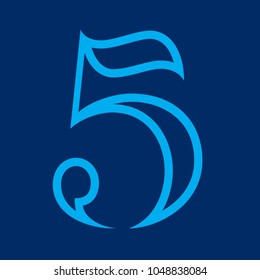 Vector custom unique elegant and stylish illustration of number five