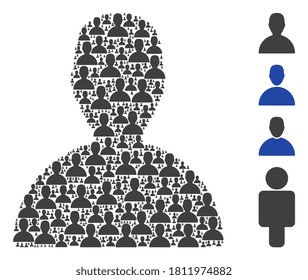 Vector customer collage is constructed from scattered recursive customer parts. Recursive composition from customer. Some other icons are present in this vector.