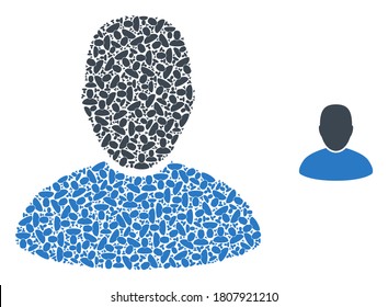 Vector customer collage is organized with repeating recursive customer pictograms. Recursive collage for customer.