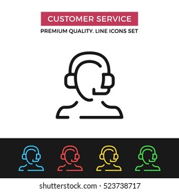 Vector customer service icon. Technical support, call center concept. Premium quality graphic design. Modern signs, symbols, simple thin line icons set for website, web design, mobile app, infographic