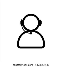 Vector customer service outline web icon. black symbol with flat line style icon for web site design, logo, app, UI isolated on white background