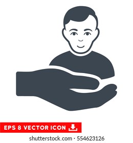 Vector Customer Support Hand EPS vector pictograph. Illustration style is flat iconic smooth blue symbol on a transparent background.
