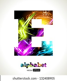 Vector Customizable Light Effect Alphabet. Design Abstract Letter E.