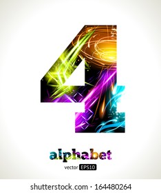 Vector Customizable Light Effect Alphabet. Design Abstract figure 4.