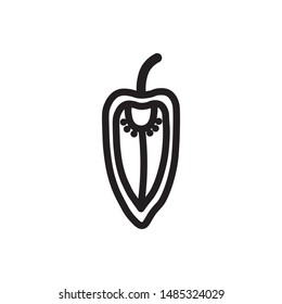 Vector cut bell pepper icon. Flat illustration of bell pepper isolated on white background. Icon vector illustration sign symbol.