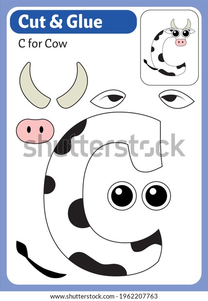 Vector Cut Glue Kids Educational Worksheet Stock Vector (Royalty Free ...