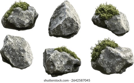 Vector cut out moss rock, realistic nature texture, green moss stone, moss rock design, realistic stone texture, moss rock illustration, landscape rocks, outdoor natural elements