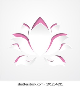 Vector cut out paper lotus flower greeting card