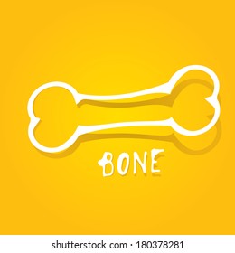 vector cut paper Dog Bone sign on yellow background. 