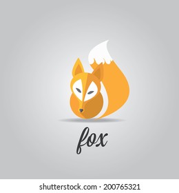 vector cut paper little fox. fox icon vector illustration