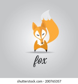 vector cut paper little fox. fox icon vector illustration