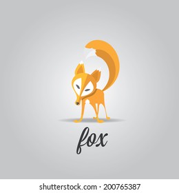 vector cut paper little fox. fox icon vector illustration