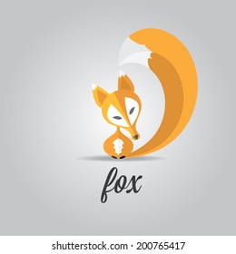 vector cut paper little fox. fox icon vector illustration