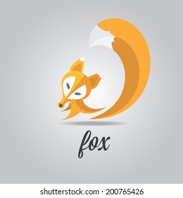 vector cut paper little fox. fox icon vector illustration