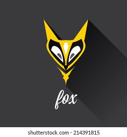 vector cut paper little fox. fox flat icon vector illustration on white with shadow