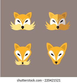vector cut paper little fox. fox flat icon vector illustration 