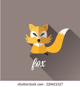 vector cut paper little fox. fox flat icon vector illustration 