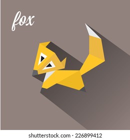 vector cut paper little fox. fox flat icon vector illustration
