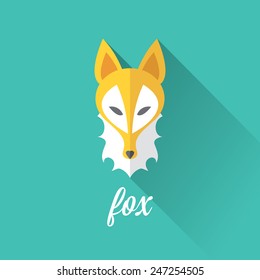 vector cut paper little fox. fox animal flat icon vector illustration