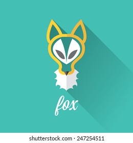 vector cut paper little fox. fox animal flat icon vector illustration