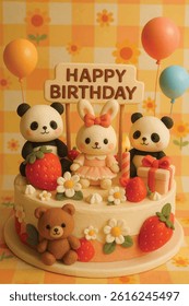 vector cute 3d happy birthday cake