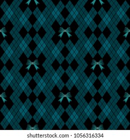 Vector cute abstract bow tie seamless pattern on black background