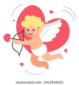 Vektor Cute Adorable Cupid. Amur Baby, kleiner Engel oder Gott Eros. Konzept des Valentinstag, Hochzeit, verlieben sich.