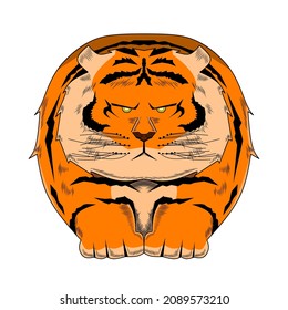 vector of a cute and adorable fat tiger on a white background.