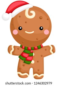 a vector of a cute and adorable gingerbread man