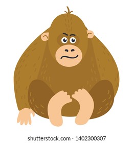 Vector cute African animal. Monkey. Funny character for kids. Isolated element for stickers, cards, invites and posters