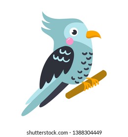 Vector cute African animal. Parrot. Funny character for kids. Isolated element for stickers, cards, invites and posters