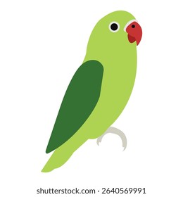 Vector cute anchor flat illustration of a parrot on a white background. Bird. Vector art. Vector illustration. Lovebird