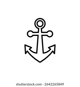 vector cute anchor icon illustration in black and white flat line style