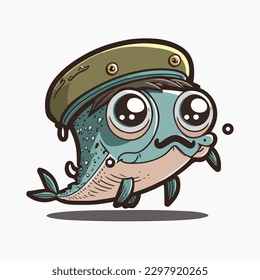 vector cute anchovy cartoon style