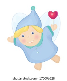 Vector  cute angel  cartoon.  
