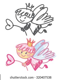 Vector cute angel cartoon.