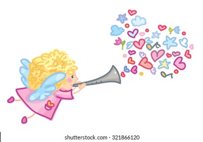 Vector cute angel cartoon.
