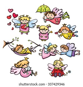 Vector cute angels cartoons.