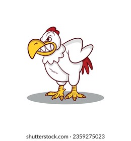 Vector lindo pollo enojado. Aves de corral