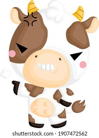 a vector of a cute angry cow