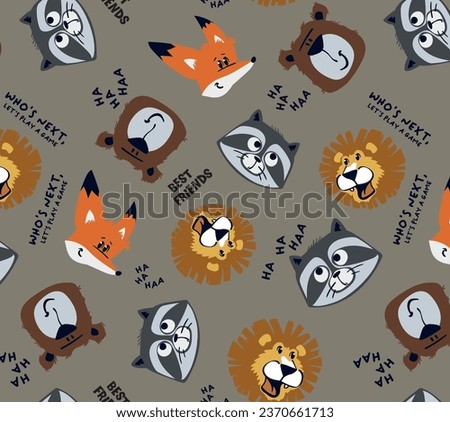 vector cute animal head illustration. kids allover print 