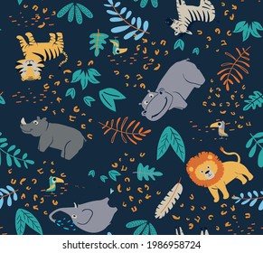 vector cute animal pattern for kids or baby t shirts