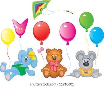 Vector of cute animals and elements  for design.
