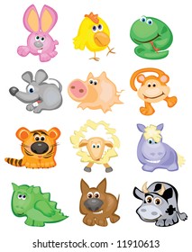 Vector of cute animals,  funny horoscope.